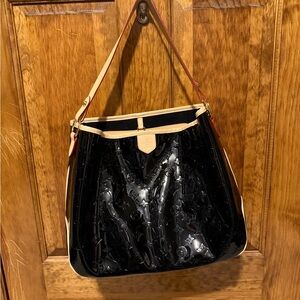 NEW black Patent Shoulder Carry All Bag Purse